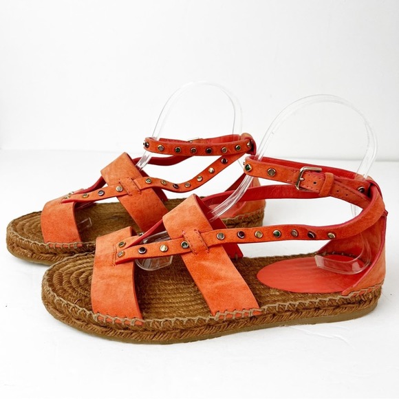 SZ 39 Jimmy Choo Orange Suede Espadrilles with studs - Picture 5 of 9
